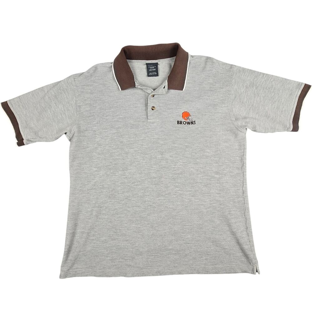 Vintage Cleveland Browns Large Gray Polo Shirt by The Edge brand FLAWED